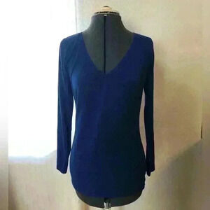 a.n.a. royal blue?  dark blue v-neck long sleeve cotton top women M
